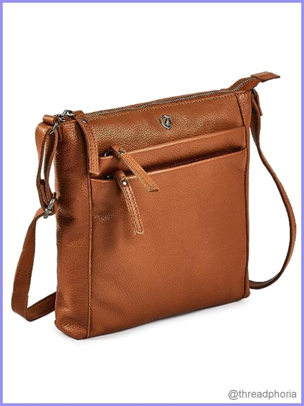 Genuine Nappa Leather Small Crossbody Bag Women Multi-Zip Travel Purse Sling